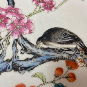 A large Chinese famille rose 'prunus and magpie' dish, Qianlong mark, 19th C. — 照片 8