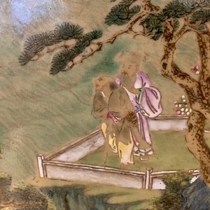 A large Chinese famille rose screen on hongmu stand, Qianlong — 照片 14