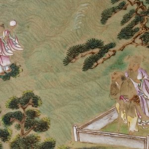 A large Chinese famille rose screen on hongmu stand, Qianlong — 照片 10