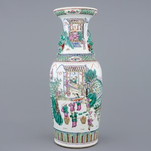 A large Chinese famille rose vase depicting the silk production, 19th C. — 照片 3