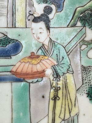A large Chinese famille verte 'Banquet' dish, lingzhi mark, Kangxi — photo 9