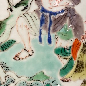 A large Chinese famille verte bowl with figurative design, Kangxi — 照片 26