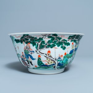 A large Chinese famille verte bowl with figurative design, Kangxi — 照片 4