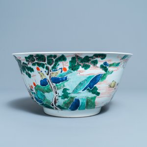 A large Chinese famille verte bowl with figurative design, Kangxi — 照片 5