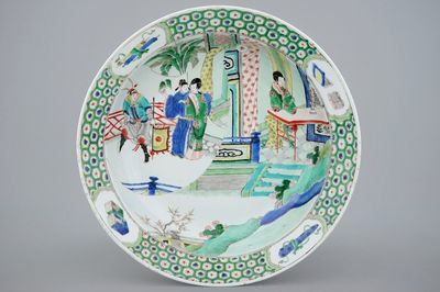 A large Chinese famille verte charger, Kangxi