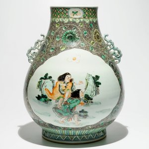 A large Chinese famille verte "HeHe Er Xian" hu vase, 19/20th C. — photo 1
