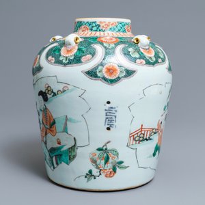 A large Chinese famille verte teapot or ewer, Kangxi — photo 4