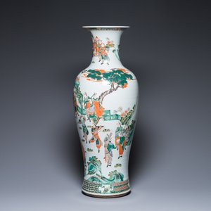 A large Chinese famille verte vase with narrative design, Kangxi mark, 19th C. — 照片 4
