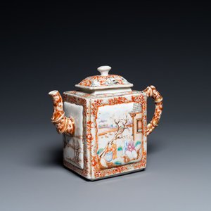 A large Chinese faux-bamboo 'mandarin' teapot and cover, Qianlong — photo 1