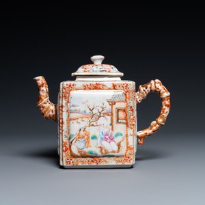 A large Chinese faux-bamboo 'mandarin' teapot and cover, Qianlong — photo 3