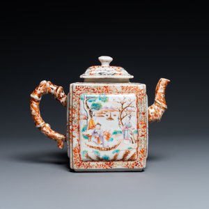A large Chinese faux-bamboo 'mandarin' teapot and cover, Qianlong — photo 5