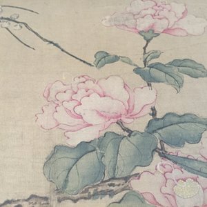 A large Chinese framed scroll painting with birds and flowers, 18th C. — 照片 7