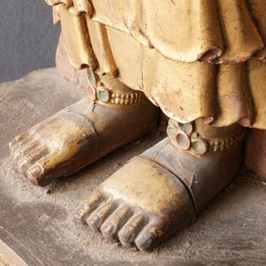 A large Chinese gilt and painted wood figure of Buddha, 19th C. — 照片 12