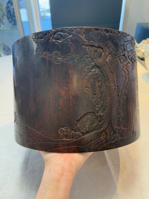 A large Chinese inscribed zitan brush pot, 18/19th C. — photo 9