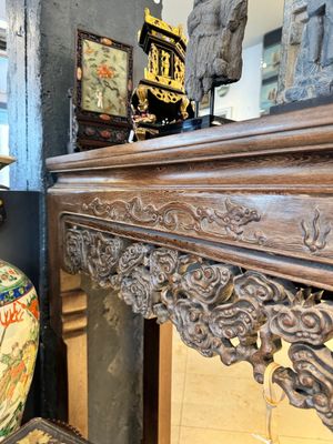 A large Chinese jichimu wooden 'tiaoan' with lingzhi and chilong design, 19/20th C. — 照片 11