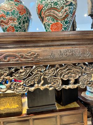 A large Chinese jichimu wooden 'tiaoan' with lingzhi and chilong design, 19/20th C. — 照片 6