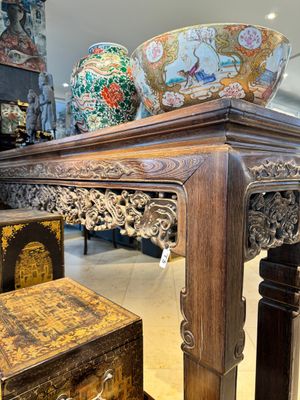 A large Chinese jichimu wooden 'tiaoan' with lingzhi and chilong design, 19/20th C. — 照片 10