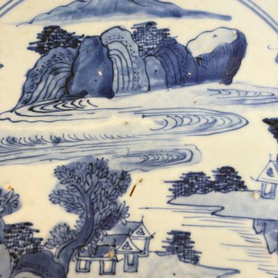 A large Chinese 'Kraak' blue and white 'Mountainous Landscape' bowl — foto 15