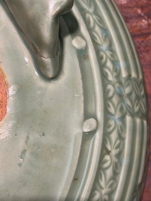 A large Chinese Longquan celadon 'trigrams' censer on wooden stand, Ming — photo 9