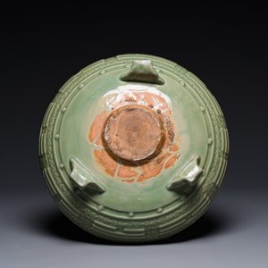 A large Chinese Longquan celadon 'trigrams' censer on wooden stand, Ming — photo 5