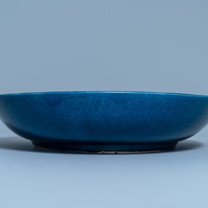 A large Chinese monochrome blue charger, Qianlong — 照片 4