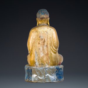 A large Chinese or Vietnamese polychromed and glit wooden Buddha, 19th C. — 照片 3