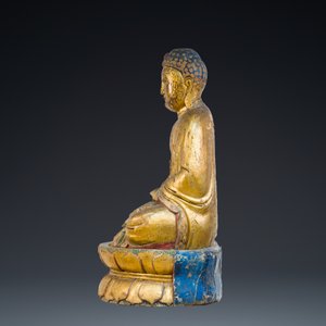 A large Chinese or Vietnamese polychromed and glit wooden Buddha, 19th C. — 照片 4