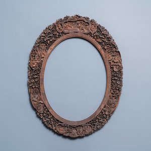 A large Chinese oval reticulated wooden frame, Canton, 19th C. — 照片 1