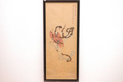 A large Chinese painting of a female immortal