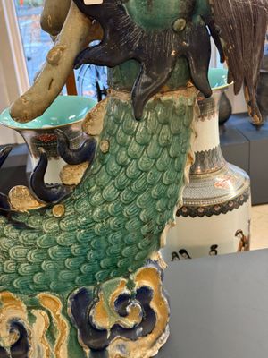 A large Chinese polychrome-glazed Shiwan stoneware dragon, 19th C. — photo 1