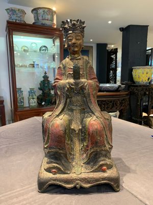 A large Chinese polychrome-lacquered and gilt bronze Daoist immortal, 17th C. — photo 1