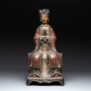 A large Chinese polychrome-lacquered and gilt bronze Daoist immortal, 17th C. — photo 1