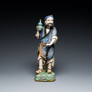 A large Chinese polychrome Shiwan pottery figure of Li Tieguai, 19th C. — foto 2