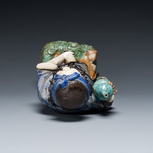 A large Chinese polychrome Shiwan pottery figure of Li Tieguai, 19th C. — foto 7