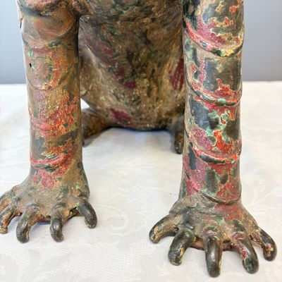 A large Chinese polychromed bronze Buddhist lion-form incense burner — 照片 7
