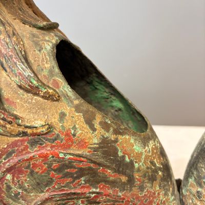 A large Chinese polychromed bronze Buddhist lion-form incense burner — 照片 13