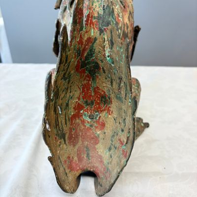 A large Chinese polychromed bronze Buddhist lion-form incense burner — 照片 17