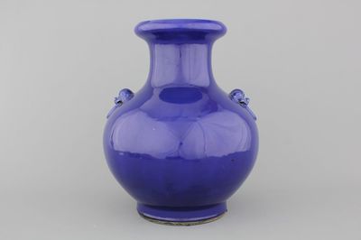 A large Chinese porcelain blue monochrome vase, Qianlong mark, 19th C.