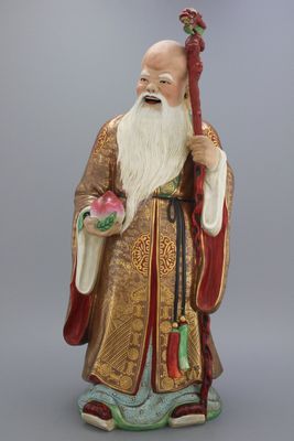 A large Chinese porcelain famille rose immortal figure, Republic