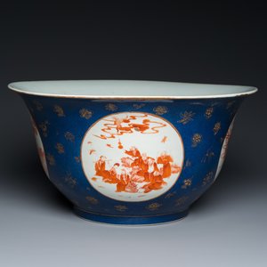 A large Chinese powder-blue and iron-red 'eight immortals' bowl, 19th C. — photo 1