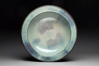 A large Chinese purple-splashed 'jun' basin, Yuan/Ming