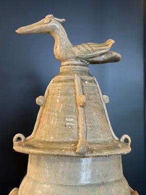 A large Chinese qingbai covered urn applied with immortals and a dragon, Northern Song — photo 1