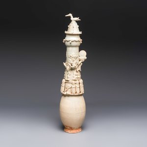 A large Chinese qingbai covered urn applied with immortals and a dragon, Northern Song — photo 1