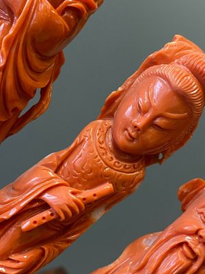 A large Chinese red coral 'Baxian' group, 19/20th C. — photo 11