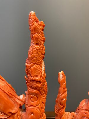 A large Chinese red coral 'Baxian' group, 19/20th C. — photo 17