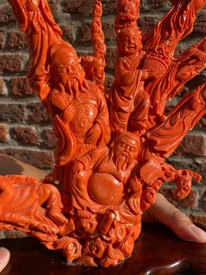 A large Chinese red coral 'Baxian' group, 19/20th C. — photo 24