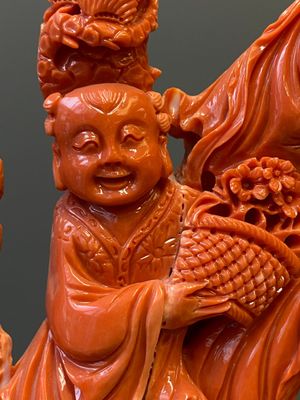 A large Chinese red coral 'Baxian' group, 19/20th C. — photo 9