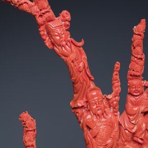 A large Chinese red coral 'Baxian' group, 19/20th C. — photo 11