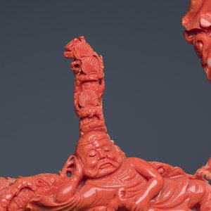 A large Chinese red coral 'Baxian' group, 19/20th C. — photo 13