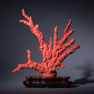 A large Chinese red coral 'Baxian' group, 19/20th C. — photo 2